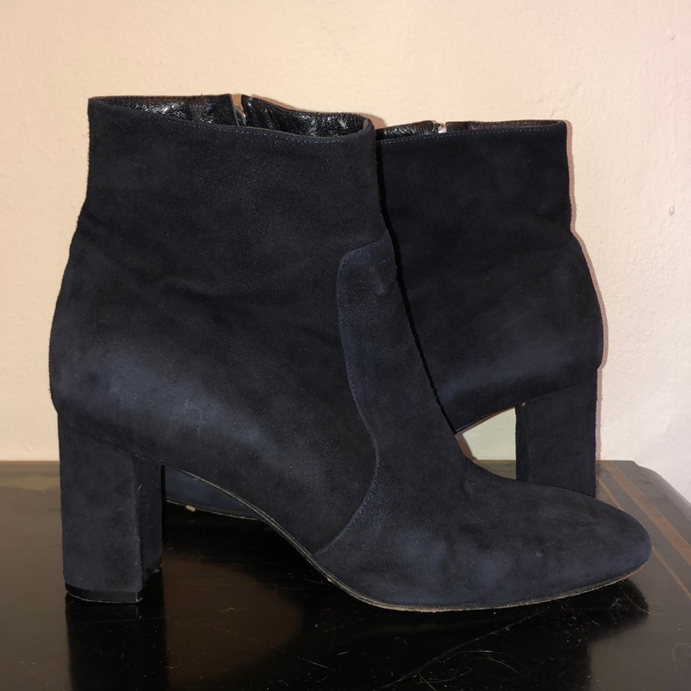 Barney’s Navy Suede Ankle Boots w/ Zipper 38